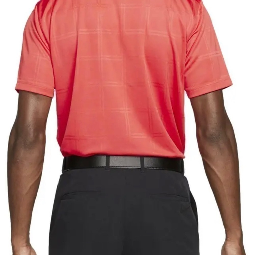 NIKE Golf Dri-Fit DA2969-631 Vapor Texture Plaid Red Orange Polo Shirt Men's - Picture 7 of 7